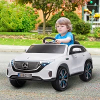 HOMCOM Mercedes Benz EQC Licensed 12V Kids Electric Ride On Car with Parental Remote Control Battery-powered 2 Motors Music Lights Bluetooth for 3-5 Years Old White(m-2)