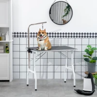 Outsunny Tavolo da toelettatura e tosatura per cani gatti animali pieghevole portatile con ampio piano di lavoro, 91.5x61.5x76cm, Max. carico 150kg(m-2)
