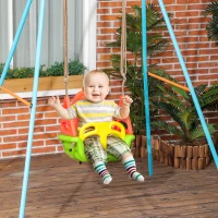 Outsunny 3-in-1 Babyschaukel, Sicherheitsgurt, längenverstellbare Seile, für In- und Outdoor, grün, 48 x 34 x 180 cm(m-2)