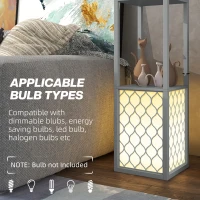 HOMCOM Floor Lamp with Shelves, Dual Light, Modern Tall Standing Lamps, with Pull Chain Switch (Bulb not Included), Light Grey(m-7)