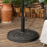 Outsunny 18kg Resin Garden Parasol Base, Round Outdoor Market Umbrella Stand Weight for Poles of Φ38mm to Φ48mm, Bronze(m-2)