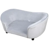 PawHut Canapé Chien Chat sur Pied Style Moderne Coussin d'assise Amovible Lavable Grand Confort 78,5 x 57 x 35,5 cm Gris(m-6)