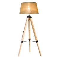 HOMCOM Stehlampe Stehleuchte Standleuchte höhenverstellbar E27, Kiefer+Polyester, 65x65x99-143cm (Beige)(m-1)