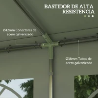 Outsunny Carpa para Fiesta Cochera Gazebo 6x4m Pergola Cenador Pabellón 4 Paneles Laterales Ventanas Anti-UV para Eventos Bodas Acero PE Blanco(m-4)