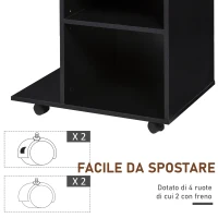 Vinsetto Mobile Porta Stampante in Legno Nero con 1 Cassetto, 2 Ripiani e Mensola CPU, per Ufficio 60x40x68.5cm(m-6)