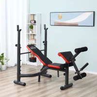 HOMCOM Multifunctional Weight Bench, for Arms, Legs, Abdomen - Red and Black(m-2)