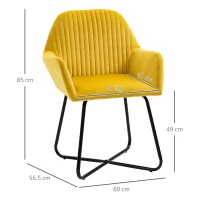 HOMCOM Modern Arm Chair Upholstered Accent Chair with Metal Base for Living Room Yellow(m-3)