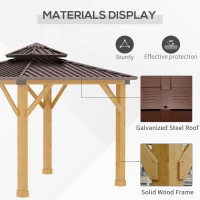 Outsunny 3x(3)M Outdoor Hardtop Gazebo Canopy with 2-Tier Roof and Solid Wood Frame, Outdoor Patio Shelter for Patio, Garden, Brown(m-4)