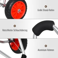 HOMCOM Kajakwagen Alu Bootswagen faltbare transportwagen Kunstleder-Reifen Silber 75 kg 75 x 43 x 46 cm(m-6)