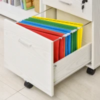 Vinsetto Archivador Móvil para Archivos A4 con Ruedas Gabinete de Archivos Suspendidos con 2 Cajones y Cerradura 40x45x55,6 cm Blanco(m-8)