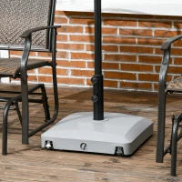 Outsunny Garden Parasol Base Holder, 24kg Water or 30kg Sand Filled, Outdoor Market Umbrella Stand Weight with Wheels and Brakes, Grey(m-2)