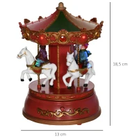 HOMCOM Weihnachtsspieluhr, drehendes Karussell, mit Musik, LED-Beleuchtung, bunt, 13 x 13 x 18,5cm(m-3)