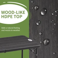 Outsunny Foldable Patio Dining Table for 4, Height Adjustable Outdoor Table for Garden, Lawn, Dark Grey(m-7)