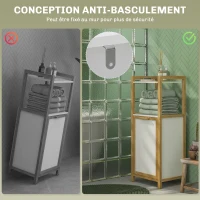 HOMCOM Meuble sur pied en bambou panier à linge salle de bain gain de place - 2 étagères - dim. 40L x 30l x 86,5H cm(m-5)