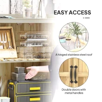 Outsunny 43 x 74cm Fir Wood Shed, with Metal Worktop - Natural Finish(m-5)