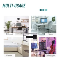 HOMCOM Bureau informatique design industriel 133L x 155l x 123H cm multi-rangements bibliothèque 3 étagères + 2 tiroirs MDF métal MDF noir(m-6)