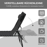 Outsunny Sonnenliege, klappbar, atmungsaktiver Bezug, Metallrahmen, 197 x 58 x 76 cm, Schwarz(m-4)