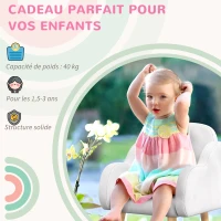 ZONEKIZ Fauteuil pour enfant design scandinave nuage grand confort avec piètement inclinés et tissu 46 x 51 x 55 cm blanc(m-7)