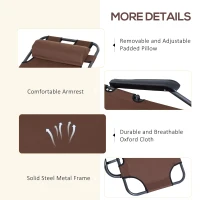 Outsunny 2 in 1 Folding Sun Lounger Reclining Garden Chair Set of 2 with 2-Level Adjustable Backrest, Outdoor Zero Gravity Recliner Garden Chairs with Head Pillow and Armrests, Brown(m-6)