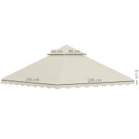 Outsunny Toile de rechange pour pavillon tonnelle tissu polyester haute densité 180 g/m² anti-UV 3 x 3 m beige(m-3)