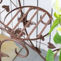 Outsunny Blumenständer, Pflanzenregal, Dreistufiger Blumenstand, Blumentreppe im französischem Stil, Pflanzenstand, Metall, Bronze, 76 x 27 x 67 cm(m-7)