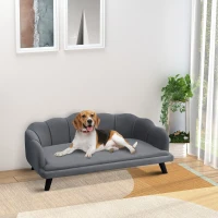 PawHut Dog Sofa, Pet Couch Bed for Medium, Large Dogs, with Legs, Cushion - Grey(m-2)