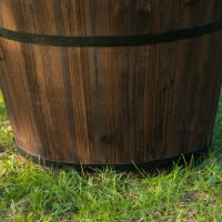 Outsunny Set di 3 Vasi Secchielli per Piante Fiori , Set Vasi da Esterno in Legno di Diverse Dimensioni(m-9)