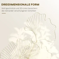 HOMCOM 3D-Wandbild Moderne Wanddekoration Ginkoblätter Metall Gold(m-4)