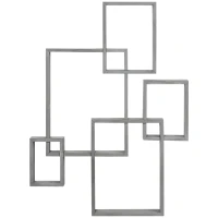 HOMCOM Floating Shelves, Wall Mounted Interlocking Cube Shelves, Display Wall Shelf for Living Room, Bedroom, Hallways, Grey(m-1)