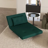 HOMCOM Poltrona Letto Singolo con Schienale Reclinabile in Velluto, 100x88x83cm, Verde Scuro(m-9)