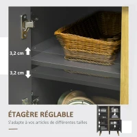 HOMCOM Meuble de rangement design modene avec étagères réglables et pieds en bois massif 70 x 40 x 96,1 cm gris foncé(m-5)