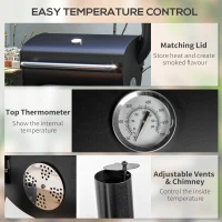 Outsunny Charcoal BBQ, with Thermometer, Shelves and Wheels(m-5)