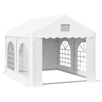 Outsunny 3 x 4 m Marquee Gazebo with Sides, Party Tent Canopy & Carport Shelter for Outdoor Event, Wedding, White(m-1)