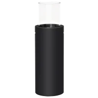 HOMCOM Ethanol-Kamin Bio-Ethanol-Brenner 0,4L 1 Std. Brenndauer 1000W kein Rauch Stahl gehärtetes Glas Schwarz 30 x 30 x 94 cm(m-10)