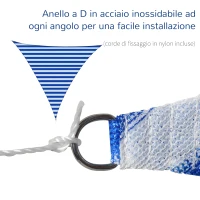 Outsunny Tenda da Sole Vela Ombreggiante Triangolare 5x5x5m Anti-UV e Traspirante in HDPE, Bianca e Blu(m-6)