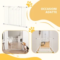 PawHut Cancelletto per Cani taglia Piccola e Media con Chiusura Automatica, in Acciaio e PA, 74-100x76 cm, Bianco(m-8)