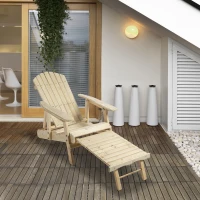 Outsunny Sedia a Sdraio Adirondack da Giardino Pieghevole Regolabile con Poggiapiedi 70 x 175 x 89cm(m-2)
