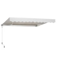 Outsunny Toldo para Patio Balcón Terraza y Jardín con brazo articulado de Aluminio y tela de Poliéster de 280g/m2 300x250cm Resistente al Agua y UV con Manivela Blanco(m-1)