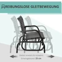 Outsunny Polyrattan Schaukelstuhl 2-Sitzer Gartenbank mit Rückenlehne Schaukelbank für 2 Personen Gartenschaukel Outdoor Bank Sitzbank für Garten Terrasse Park 70 x 120 x 84 cm Grau(m-5)