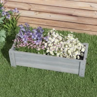 Outsunny 58L Garden Raised Bed Planter Grow Containers for Outdoor Patio Plant Flower Vegetable Pot Fir Wood, 100 x 36.5 x 36 cm, Grey(m-7)