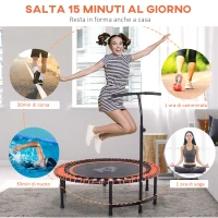 HOMCOM Trampolino Elastico con Maniglia di Sostegno Regolabile Diametro 114cm Carico Massimo 100kg, Arancione(m-7)