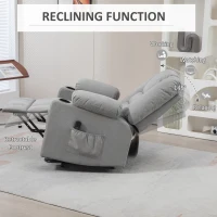 HOMCOM Oversized Riser and Recliner Chairs for the Elderly, Fabric Upholstered Lift Chair for Living Room with Remote Control, Side Pockets, Cup Holder, Light Grey(m-5)