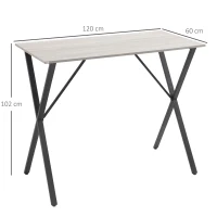 HOMCOM 120 cm Rectangular Bar Table for 4 People, Modern Breakfast Bar Table with Wood Effect Tabletop, Steel Legs, Coffee Desk for Living Room, White(m-3)
