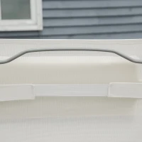 Outsunny Sun Lounger Steel Frame Outdoor Folding Chaise Texteline Lounge Chair Recliner with Headrest & 7 Levels Adjustable Backrest, Cream White(m-8)