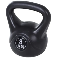 HOMCOM Kettlebell 8kg per Sport e Fitness con Base Piatta e Impugnatura, Kettlebell Pesi per Allenamento Home Gym Casa e Palestra, 22x17x24 cm, Nero(m-1)