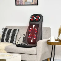 HOMCOM Siège de massage shiatsu massage du dos chauffant pétrissage et vibration avec télécommande pour bureau 48W - noir(m-2)