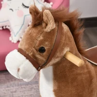 HOMCOM Cheval à Bascule Selle Grand Confort Peluche Courte Douce Bois peuplier Brun dim. 65L x 32,5l x 61H cm(m-8)