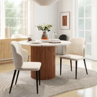 HOMCOM 2er-Set Stühle Akzentstühle, Skandi Design, Samtoptik, 54 cm x 56 cm x 86 cm, Beige + Schwarz(m-7)
