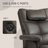 HOMCOM Faux Leather Massage Recliner Chair, with Storage Ottoman - Brown(m-7)