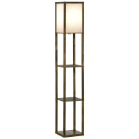 HOMCOM Lampadaire étagère Lampe étagère 26L x 26l x 160H cm 3 étagères 4 Niveaux MDF Blanc et Marron(m-1)